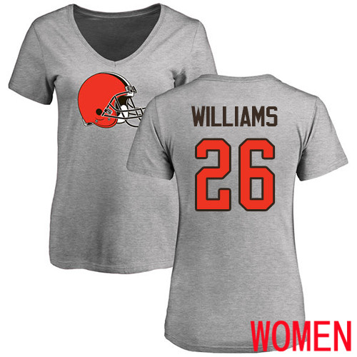 Cleveland Browns Greedy Williams Women Ash Jersey #26 NFL Football Name and Number Logo T Shirt->women nfl jersey->Women Jersey
